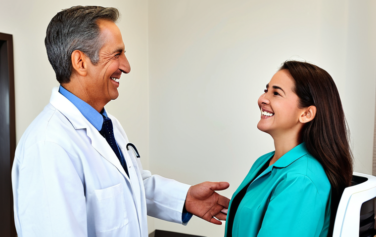 Welcoming Dental Patient**
"A friendly and professional female dentist warmly greeting a senior male patient in a bright and modern dental office reception area. The dentist is wearing a clean lab coat and the patient is fully clothed in everyday attire. Focus on creating a welcoming and reassuring atmosphere. Safe for work, appropriate content, fully clothed, professional, modest, perfect anatomy, correct proportions, natural pose, high-quality rendering."
**