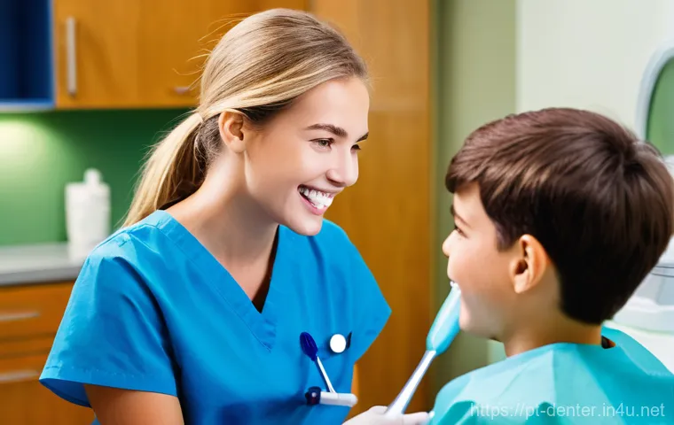 치과위생사 환자 대면 시 기본 매너 - **Prompt 2: Empathetic Listening and Building Trust**
    "Inside a bright and clean dental examinat...