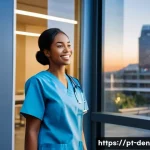 치과위생사 야간 근무의 장단점 - **Prompt:** "A young adult female oral hygienist, dressed in light blue scrubs and carrying a profes...