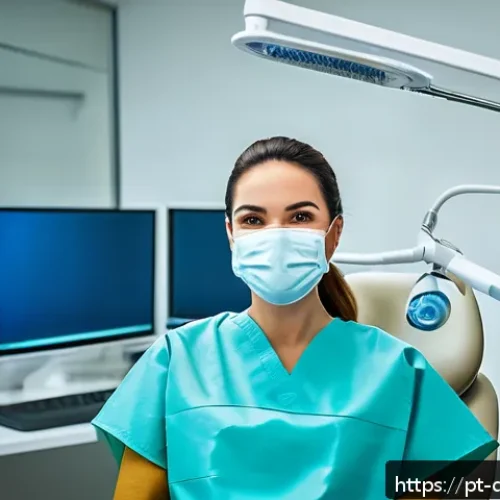 치과위생사 취업 필수 조건 - A professional dental hygienist in a modern Brazilian dental clinic setting, wearing clean and profe...