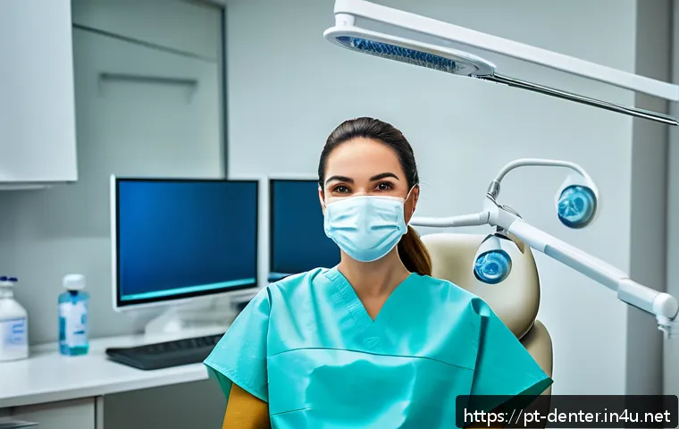 치과위생사 취업 필수 조건 - A professional dental hygienist in a modern Brazilian dental clinic setting, wearing clean and profe...