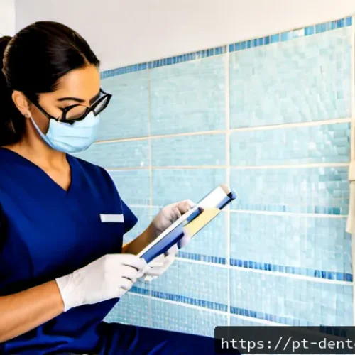 Home 17 치과위생사 필수 자격 요건 분석 - Photorealistic scene in a modern Portuguese dental clinic training room, a confident adult female de...
